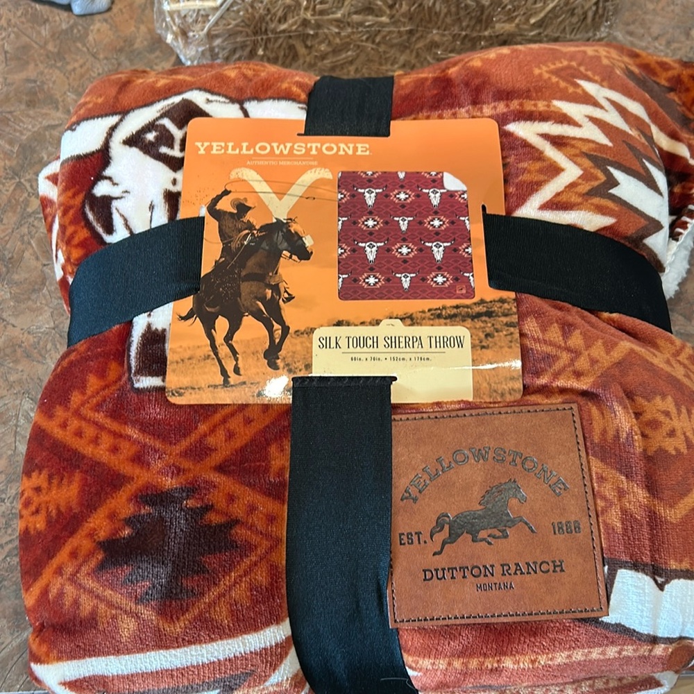 Yellowstone Dutton Ranch silk touch Sherpa throw blanket